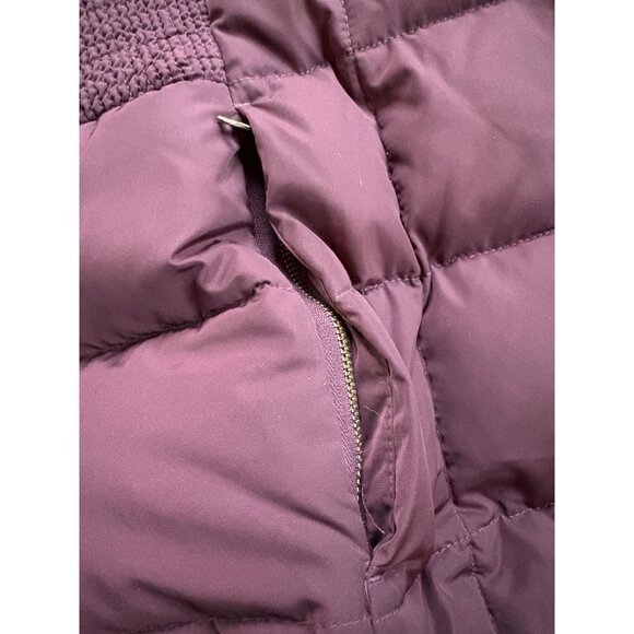 Cole Haan Signature Womens Long Puffer Coat L Burgundy Hooded Down Fill Winter W - Picture 12 of 12